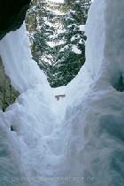 Blick aus der Höhle im Winter